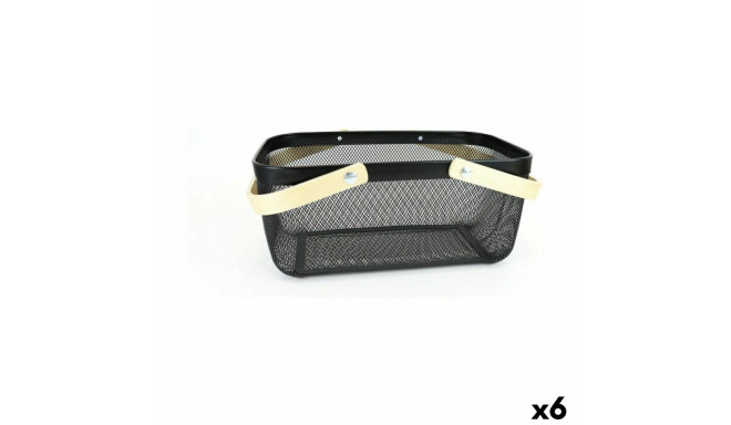 Multi-purpose basket Confortime Wood Metal 40 x 28 x 18 cm (6 Units)