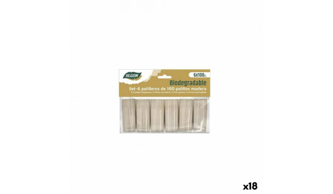 Tooth Picks Algon Wood 600 Pieces (18 Units)