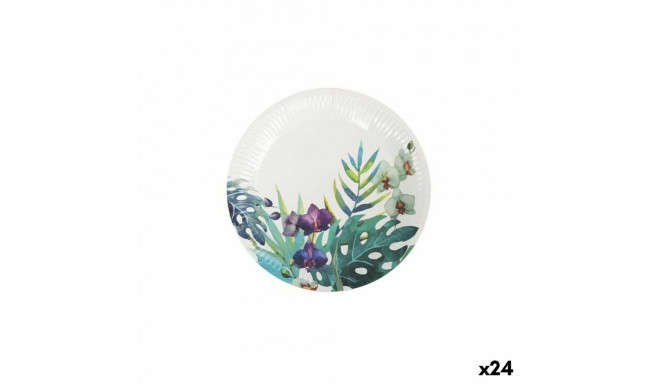 Taldrikute komplekt Algon Ühekordne Papp Troopiline 12 Tükid, osad 18 cm (24 Ühikut)