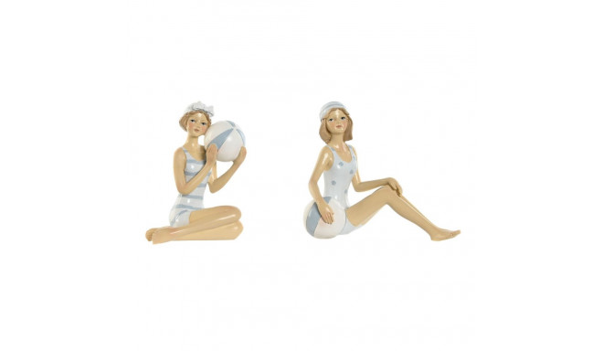 Decorative Figure Home ESPRIT White Sky blue Mediterranean 8 x 8 x 12,5 cm (2 Units)