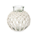 Vase White Cloth Glass 25 x 26,5 x 25 cm (4 Units) Macrame Vase White Cloth Glass 25 x 26,5 x 25 cm (4 Units) Macrame