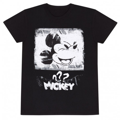 Unisex Short Sleeve T-Shirt Mickey Mouse Poster Style Black - L