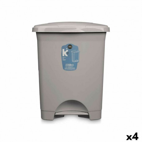 Pedal bin 6238-G 6238-G Grey Plastic 30 L (4 Units)