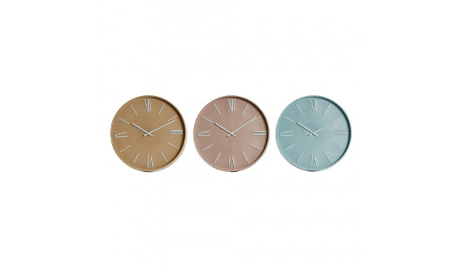 Wall Clock Home ESPRIT Blue Pink Mustard PVC 30 x 4 x 30 cm (3 Units)