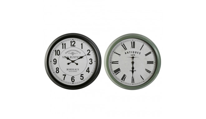 Wall Clock Home ESPRIT Black Green Metal Crystal 70 x 9 x 70 cm (2 Units)