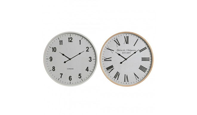 Wall Clock Home ESPRIT White Crystal MDF Wood 53 x 6 x 53 cm (2 Units)