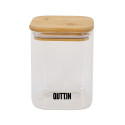Food Preservation Container Quttin Bamboo Borosilicate Glass Squared 480 ml (12 Units)