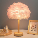 Table lamp bedside feather Art Deco rose pink CBDPH