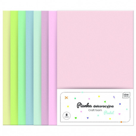 Käsitöövahtplast Pastel 020 A4 kompl 8 värvi, paksus 2mm, Interdruk