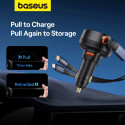 Baseus Enjoyment USB-A nabíječka do auta s USB-C / Lightning 60W kabelem - černá