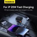 Baseus Enjoyment USB-C nabíječka do auta s USB-C / Lightning 60W kabelem - černá