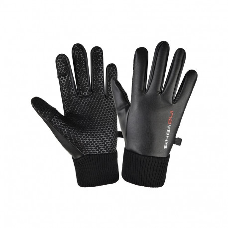 Men's insulated, anti-slip telephone gloves - black