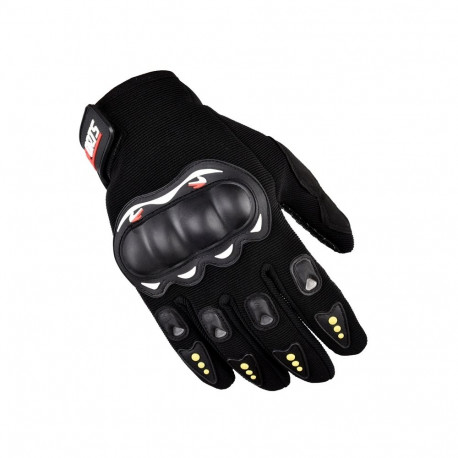 Motorcycle phone gloves with knuckle protector – black