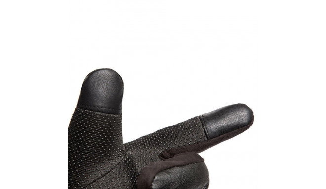 Men's insulated PU leather phone gloves - black
