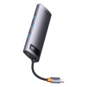 Baseus StarJoy HUB 8portový USB-C - 3x USB-A / 1x HDMI / 1x RJ45 / 1x SD/TF / 1x USB-C PD šedý