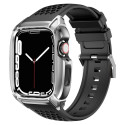 Kingxbar CYF148 2v1 odolné pouzdro pro Apple Watch SE, 6, 5, 4 (44 mm) z nerezové oceli se stříbrným