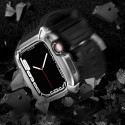 Kingxbar CYF148 2v1 odolné pouzdro pro Apple Watch SE, 6, 5, 4 (44 mm) z nerezové oceli se stříbrným