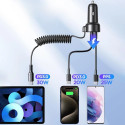 Rychlá nabíječka do auta Joyroom 3 v 1 s kabelem USB typu C 1,6 m 60 W černá (JR-CL07)