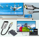 Choetech kit adapter HUB USB Type C - HDMI 2.0 (3840 x 2160 @ 60Hz) gray (HUB-H12) + USB cable Type 