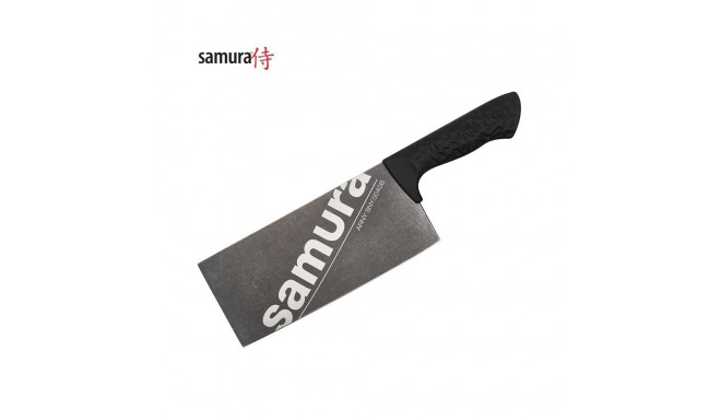 Samura Arny Stonewash Kitchen hatchet knife 209mm AUS-8 Black TPE comfort handle HRC 59