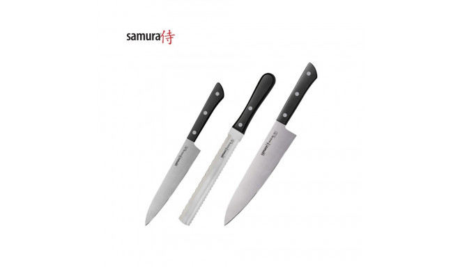 Samura Harakiri Set of 3pcs. universal Kitchen knives 59 HRC with Black handle