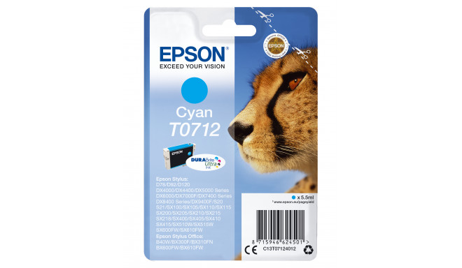Epson Singlepack Cyan T0712 DURABrite Ultra Ink