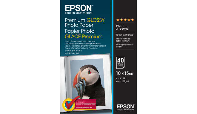 Epson Premium Glossy Photo Paper - 10x15cm - 40 Sheets