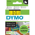 Dymo etiketiprinteri lint D1 6mmx7m, must/kollane