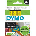Dymo label printer tape D1 6mmx7m, black/yellow