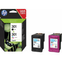 HP tint 301 N9J72AE Instant Ink, must/värviline