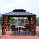 Gazebo SUNSET 3,65x4,85xH2/2,7m, brown/beige