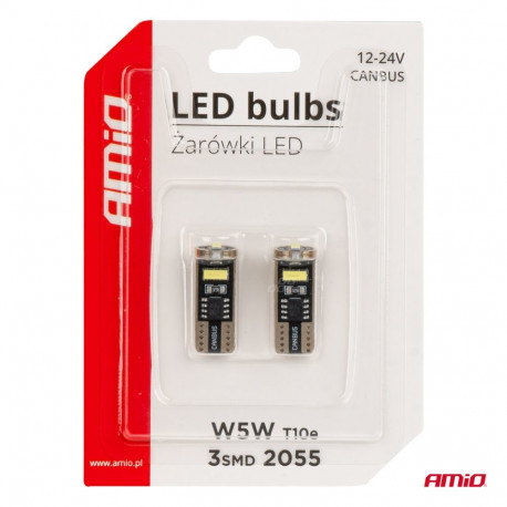 LED pirnid canbus T10e W5W 3*2055 SMD valge 12/24V