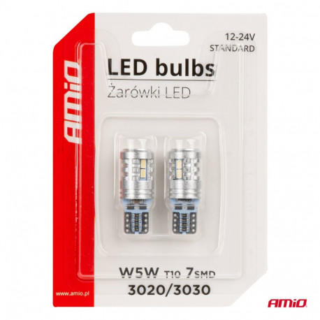 LED canbus T10 W5W 6*3020 1*3030SMD valge 12/24V