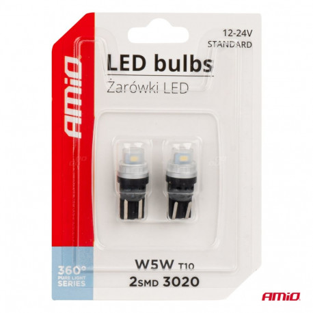LED pirnid T10 W5W 2*3020 SMD 12/24V valge