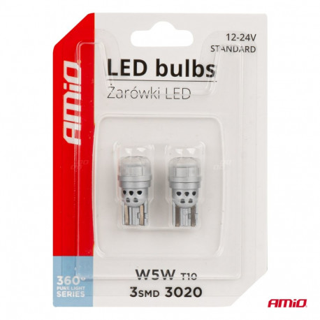 LED pirnid T10 W5W 2*3020 SMD 12/24V valge