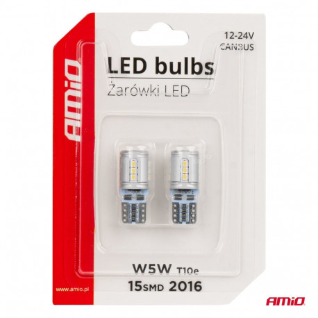 LED pirnid canbus T10e W5W 15* SMD valge 12/24V
