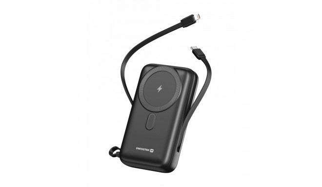 Swissten Power Bank 20000 mAh 20W with Built-In Cables USB-C And Lightning (MagSafe compatible)