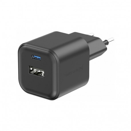 Swissten Travel Charger GaN USB-C 35W PD / USB-A 27W QC