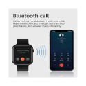 iWear G5 Aluminum Sport BT Call Smart Watch with Heartrate & Blood Oxygen monitor + extra strap Blac