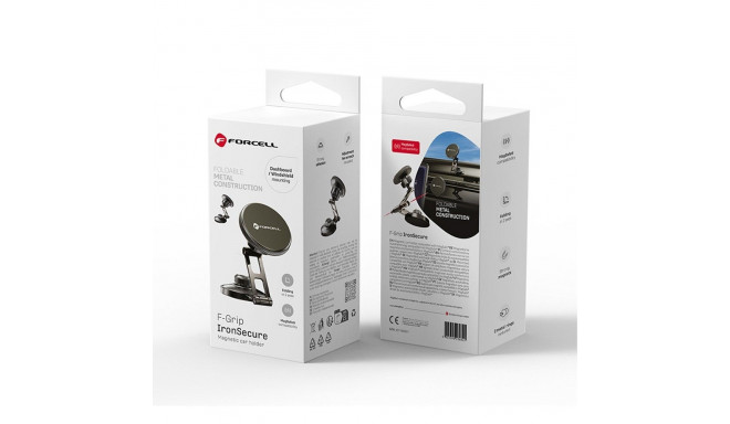FORCELL F-GRIP IronSecure magnetic car holder for windshield / dashboard compatible with MagSafe bla