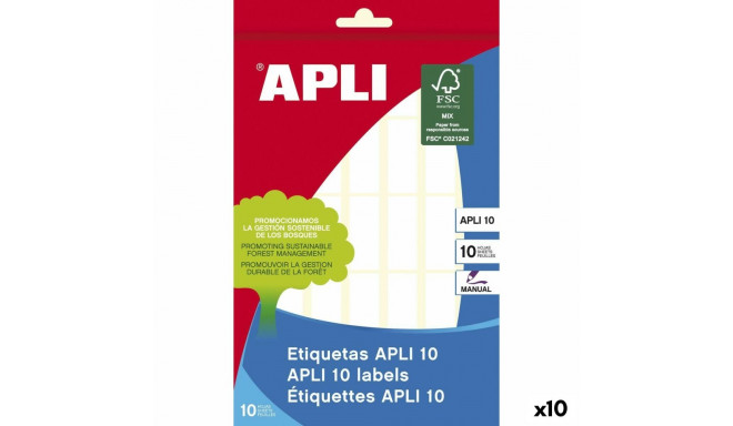 Kleepuvad sildid Apli APLI 10 Valge Paber 10 Lehed 12 x 30 mm (10 Ühikut)