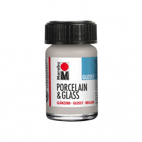 Portselani-ja klaasivärv Marabu Glossy 15ml 782 metallic-silver