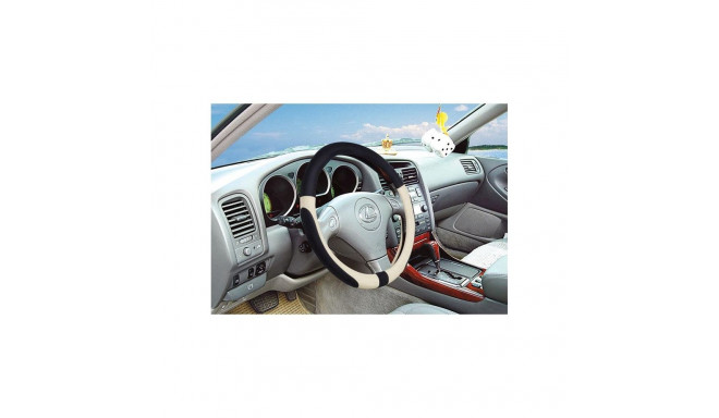 STEER WHEEL COVER HB-27519/1-5 BLACK/WHI