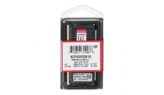 Kingston Technology KCP432SD8/16 memory module 16 GB 1 x 16 GB DDR4 3200 MHz