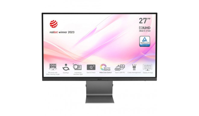 MSI Modern MD271UL 27 Inch Monitor, UHD (3840 x 2160), 60Hz, IPS, 4ms, Adaptive-Sync, 2x HDMI, Displ