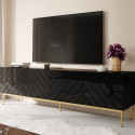 ABETO RTV cabinet on golden steel frame 200x42x60 black/gloss black