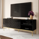 ABETO RTV cabinet on golden steel frame 150x42x60 black/gloss black