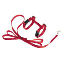 Flamingo red harness with a strap for a kitten