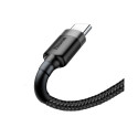 Baseus CATKLF-UG1 Nylon Izturīgs Datu & Uzlādes Vadse USB-C QC3.0 2A to USB 2.0 3M Melns-Pelēks