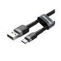 Baseus CATKLF-UG1 Nylon Izturīgs Datu & Uzlādes Vadse USB-C QC3.0 2A to USB 2.0 3M Melns-Pelēks